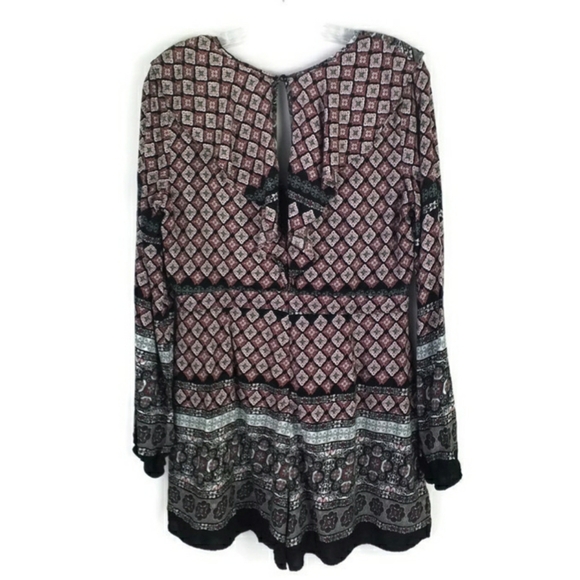 Wild Blue Sadie Robertson Ruffled Long Sleeve Shorts Romper Womens Multicolor L - Picture 13 of 16